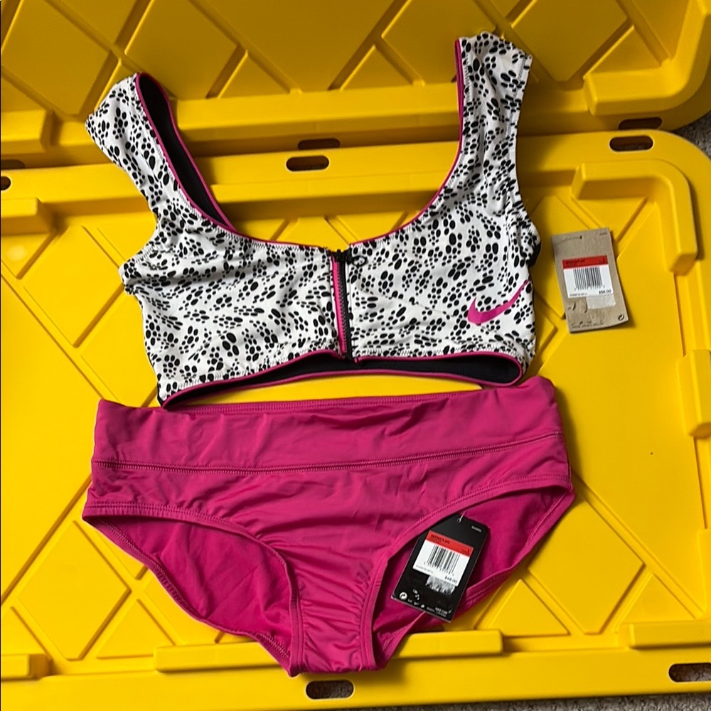 Nike Pink and Black Bikini Swim Set